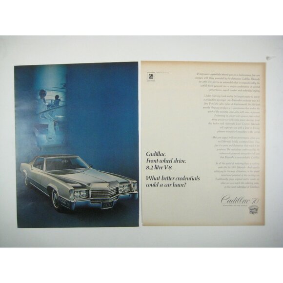 1970 Cadillac V8 Luxury Car Advertisement 1960s Vintage Print Ad 2 Pages READ - Picture 1 of 2